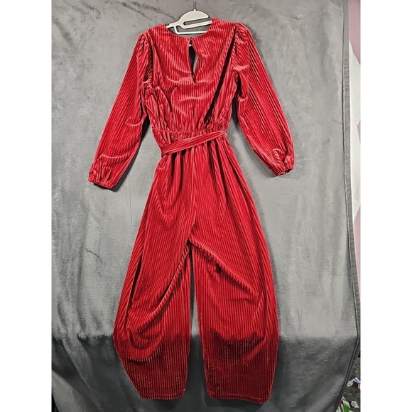 Ali & Jay‎ Anthropologie Samantha Velvet Jumpsuit Rose Red Women's Small - Picture 7 of 9